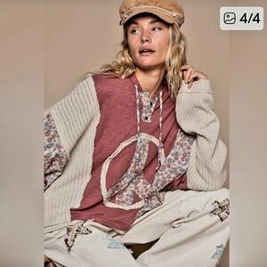 POL Pink and Cream Patchwork Jacket